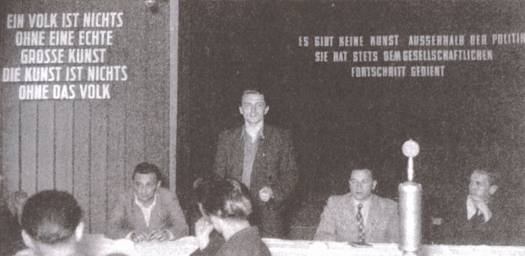 Kongress der Deutsch-Polnischen Verständigung; v.l.n.r.: Harry Thürk, Armin Müller, Tadeusz Borowski, Wiktor Woroszylski.